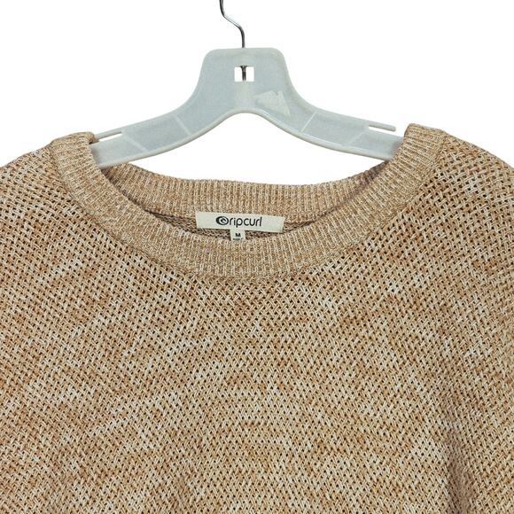 Rip Curl Sweater Jumper M Women Beige Marled Mesh Semi Sheer‎ Summer Wgt Cotton - Picture 7 of 11
